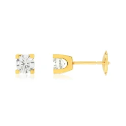 Boucles d'oreilles or 750 jaune diamant HSI 1 carat