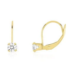 Boucles d'oreilles or 375 jaune dormeuses zirconias