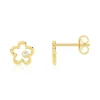 Boucles d'oreilles or 375 jaune fleurs ajourées zirconias