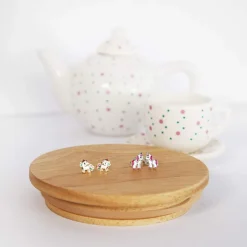 Boucles d'oreilles or jaune 375 laque licornes