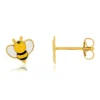 Boucles d'oreilles or 375 jaune laque abeilles