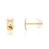 Boucles d'oreilles or jaune 375, laque. Motif lapin.