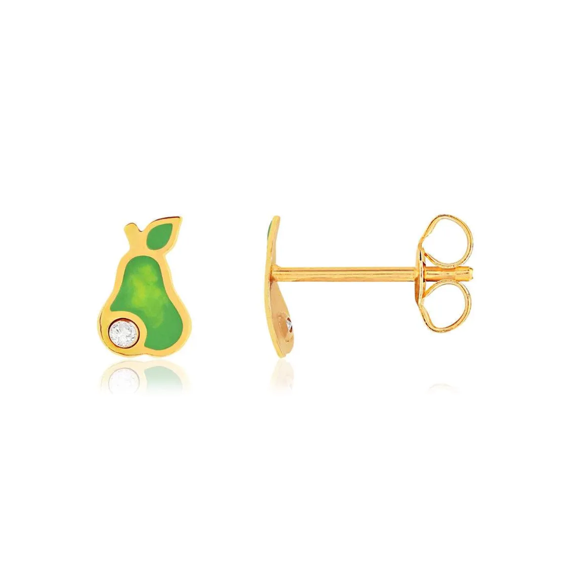 Boucles d'oreilles or jaune 375 laque zirconias poire