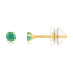 Boucles d'oreilles or jaune 375 émeraudes