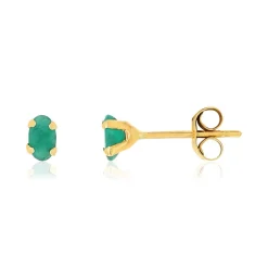 Boucles d'oreilles or 750 jaune émeraudes ovales
