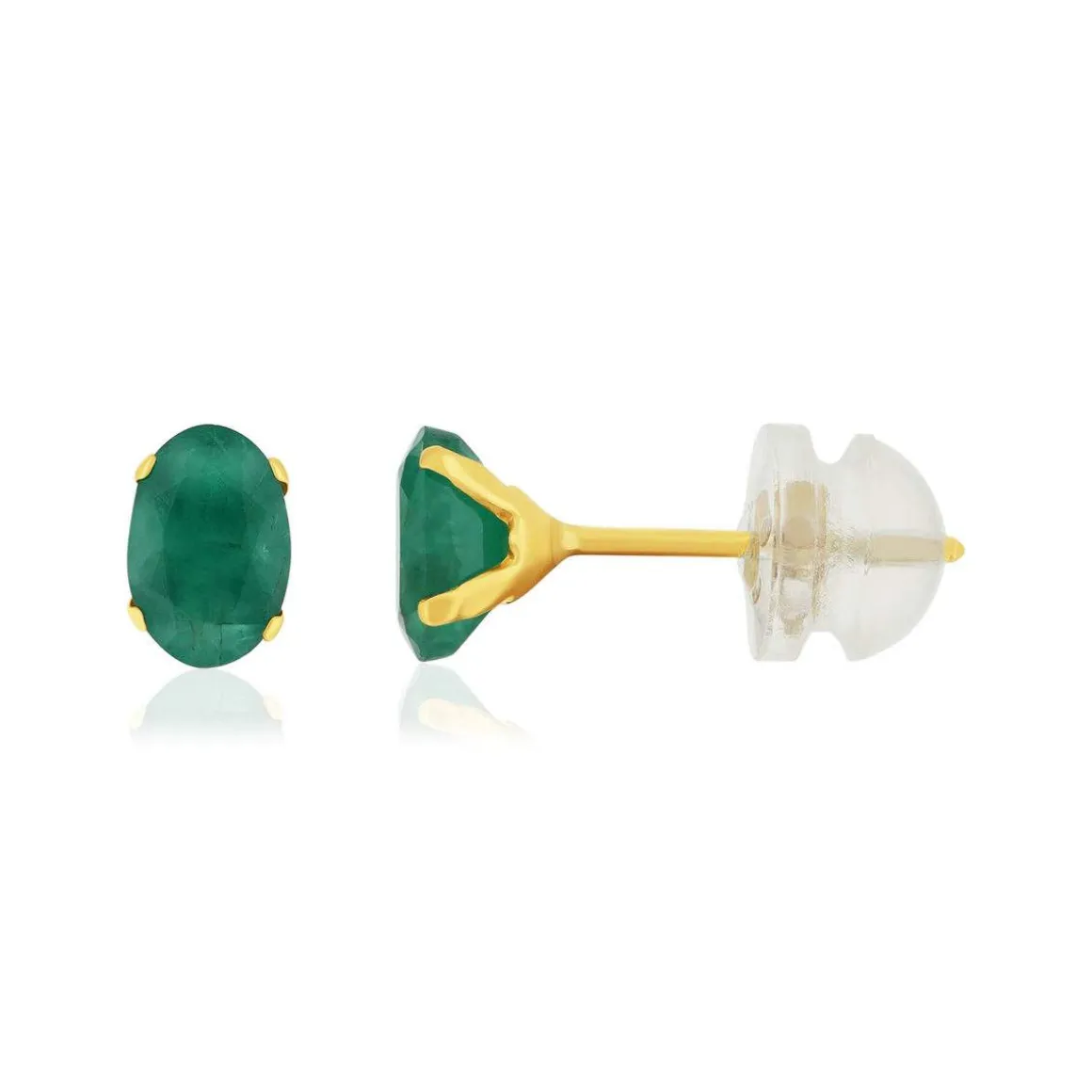 Boucles d'oreilles or 375 jaune émeraudes 1.1 carat
