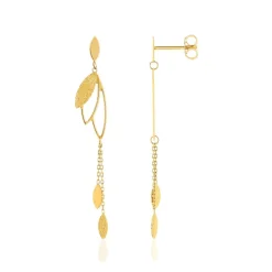 Boucles d'oreilles or jaune 750 motif feuille