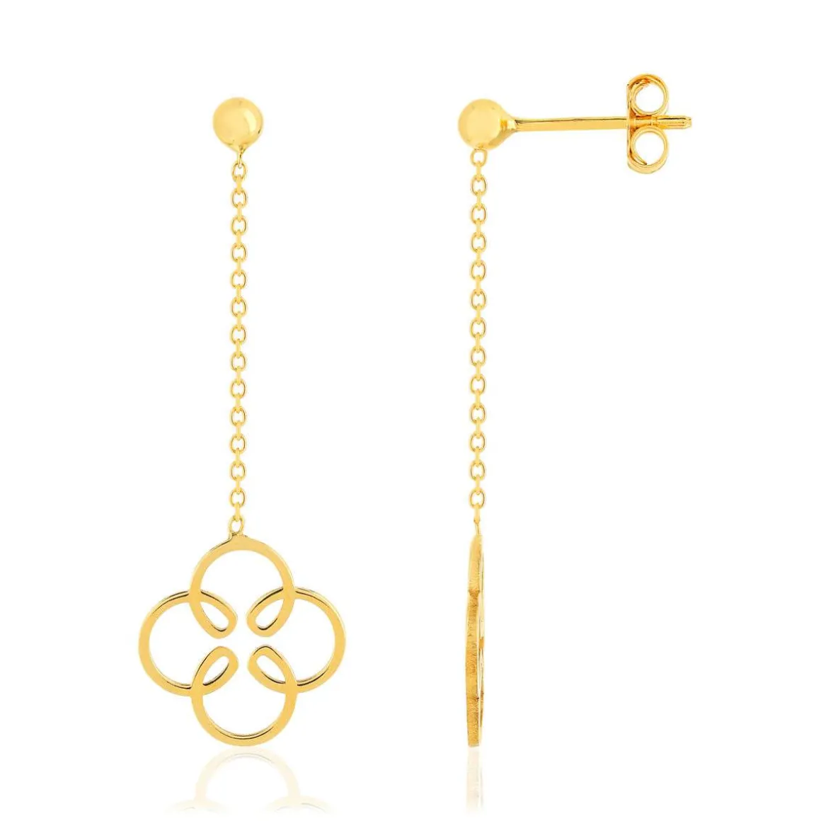 Boucles d'oreilles or jaune 375 motif fleur