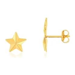 Boucles d'oreilles or 375 jaune, motif étoiles
