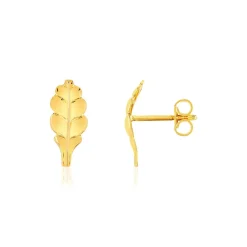 Boucles d'oreilles or jaune 375 motif feuille