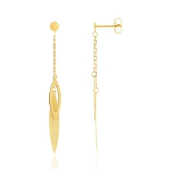 Boucles d'oreilles or jaune 375 motif feuille