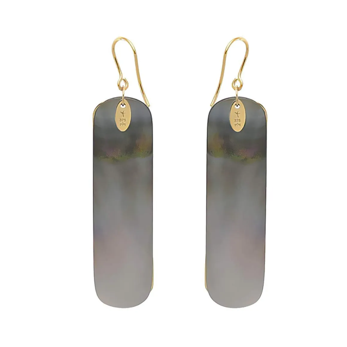 Boucles d'oreilles or jaune 375 nacres motif silhouette