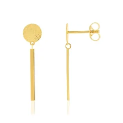 Boucles d'oreilles or jaune 375 pastilles effet satiné