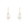 Boucles d'oreilles or 375 jaune pendants perles de culture de Chine