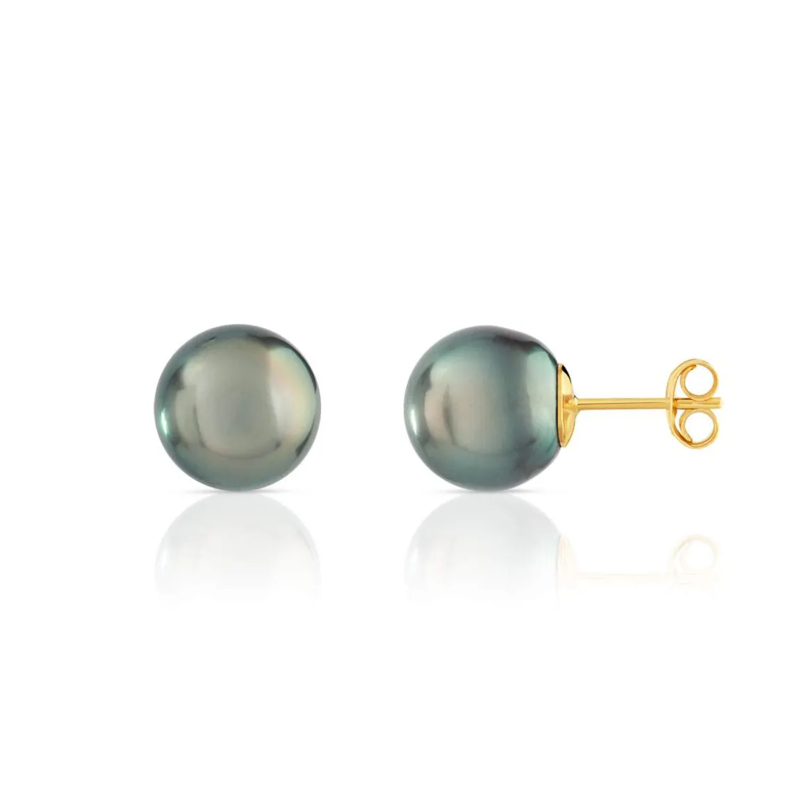 Boucles d'oreilles or 750 jaune perles de Tahiti