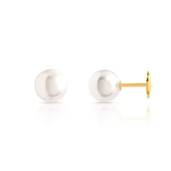 Boucles d'oreilles or 750 jaune perles de culture du Japon