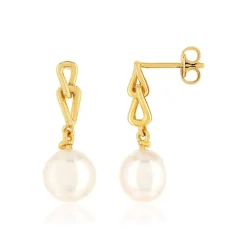 Boucles d'oreilles or jaune 375 perles de culture de chine
