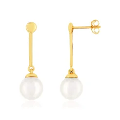 Boucles d'oreilles or jaune 375 perles de culture
