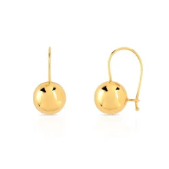 Boucles d'oreilles or 375 jaune pendants boules polies