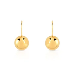 Boucles d'oreilles or 375 jaune pendants boules polies