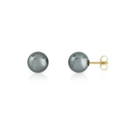 Boucles d'oreilles or 375 jaune perles de Tahiti