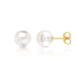 Boucles d'oreilles or 750 jaune perles de culture de Chine