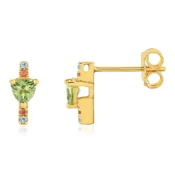 Boucles d'oreilles or 375 jaune pierres fines