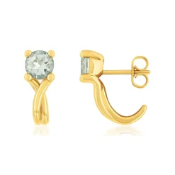 Boucles d'oreilles or 375 jaune quartz verts