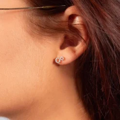 Boucles d'oreilles or 375 jaune ronds diamants