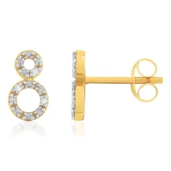 Boucles d'oreilles or 375 jaune ronds diamants