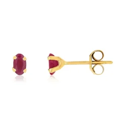 Boucles d'oreilles or 750 jaune rubis ovales