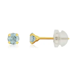 Boucles d'oreilles or 375 jaune topazes bleues traitées 0,44 carat