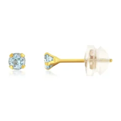 Boucles d'oreilles or 375 jaune topazes bleues traitées 0.24 carat
