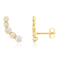 Boucles d'oreilles or 375 jaune zirconias