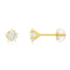 Boucles d'oreilles or 375 jaune zirconias blancs