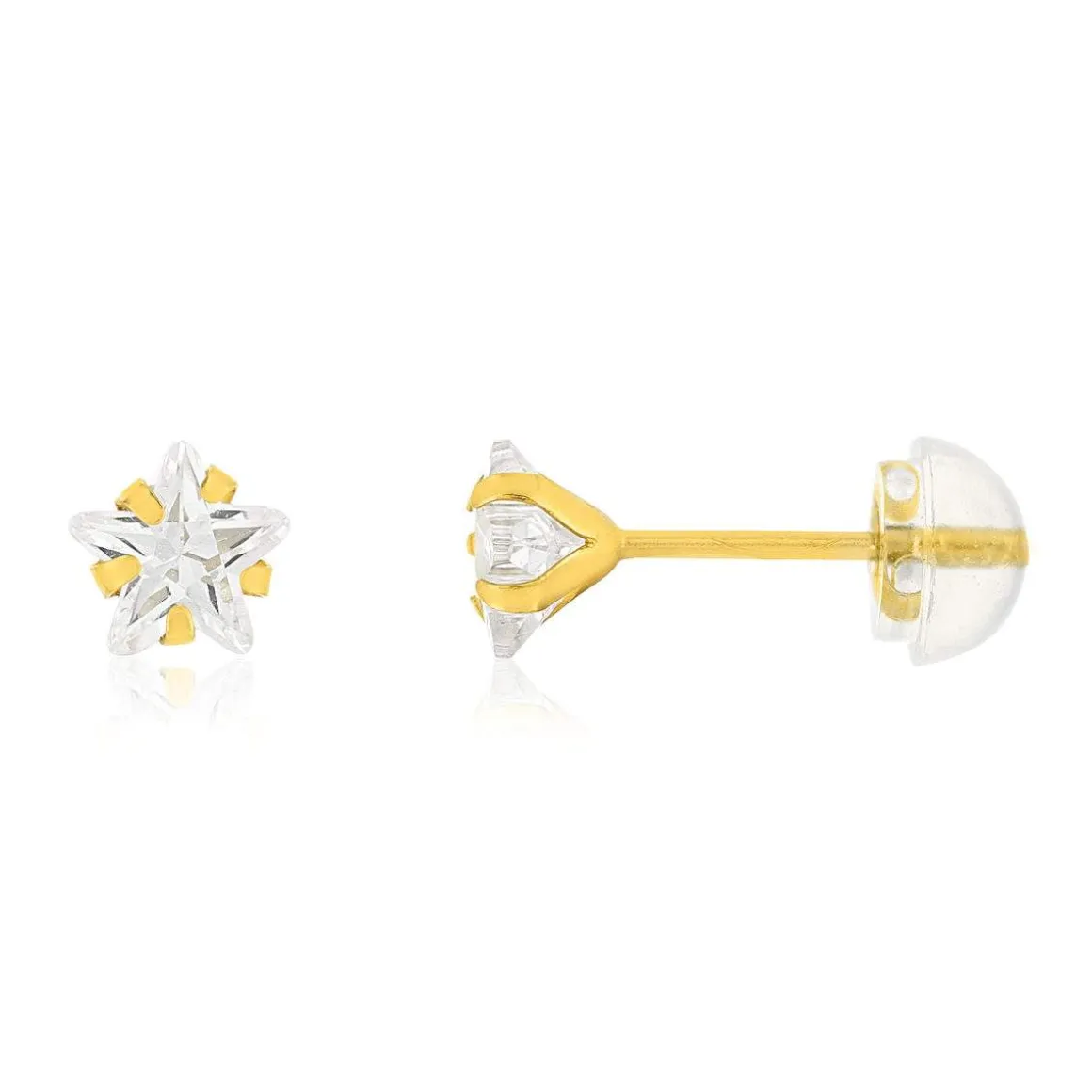 Boucles d'oreilles or 375 jaune zirconias blancs