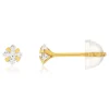 Boucles d'oreilles or 375 jaune zirconias blancs