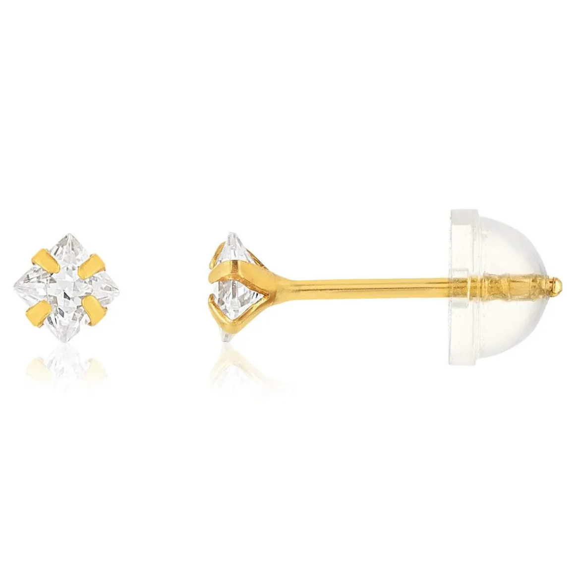 Boucles d'oreilles or 375 jaune zirconias blancs