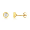 Boucles d'oreilles or 375 jaune zirconia blanc