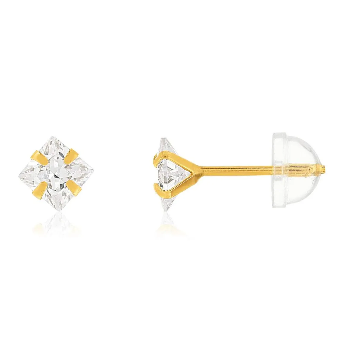 Boucles d'oreilles or 375 jaune zirconias blancs