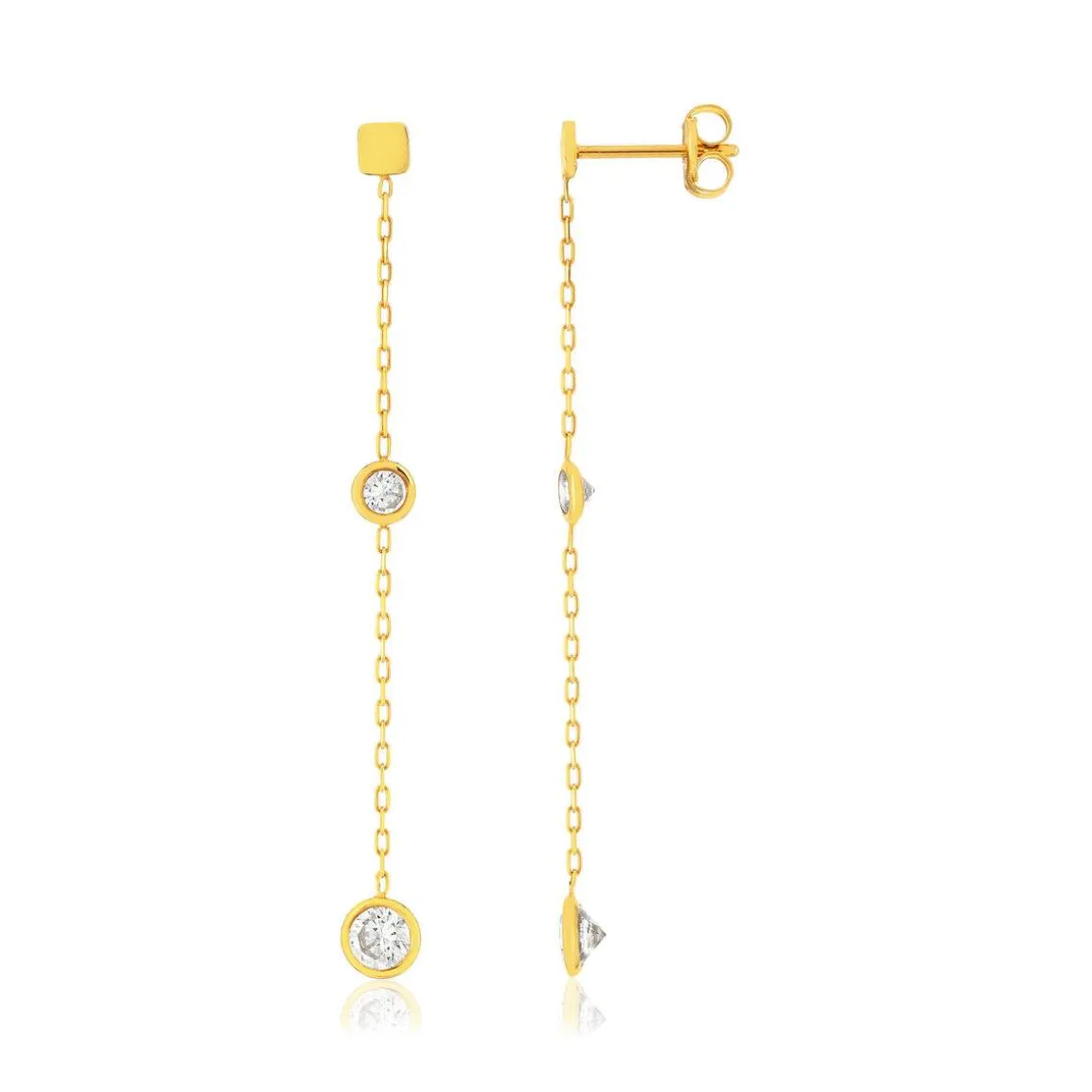 Boucles d'oreilles or 375 jaune zirconias
