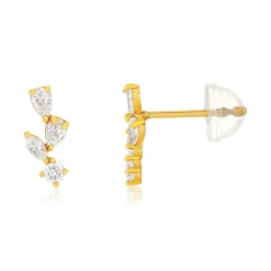 Boucles d'oreilles or 375 jaune zirconias blancs