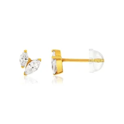 Boucles d'oreilles or 375 jaune zirconias blancs
