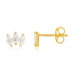 Boucles d'oreilles or 375 jaune zirconia blanc