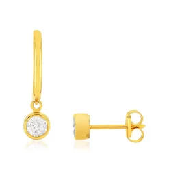 Boucles d'oreilles or 375 jaune zirconias