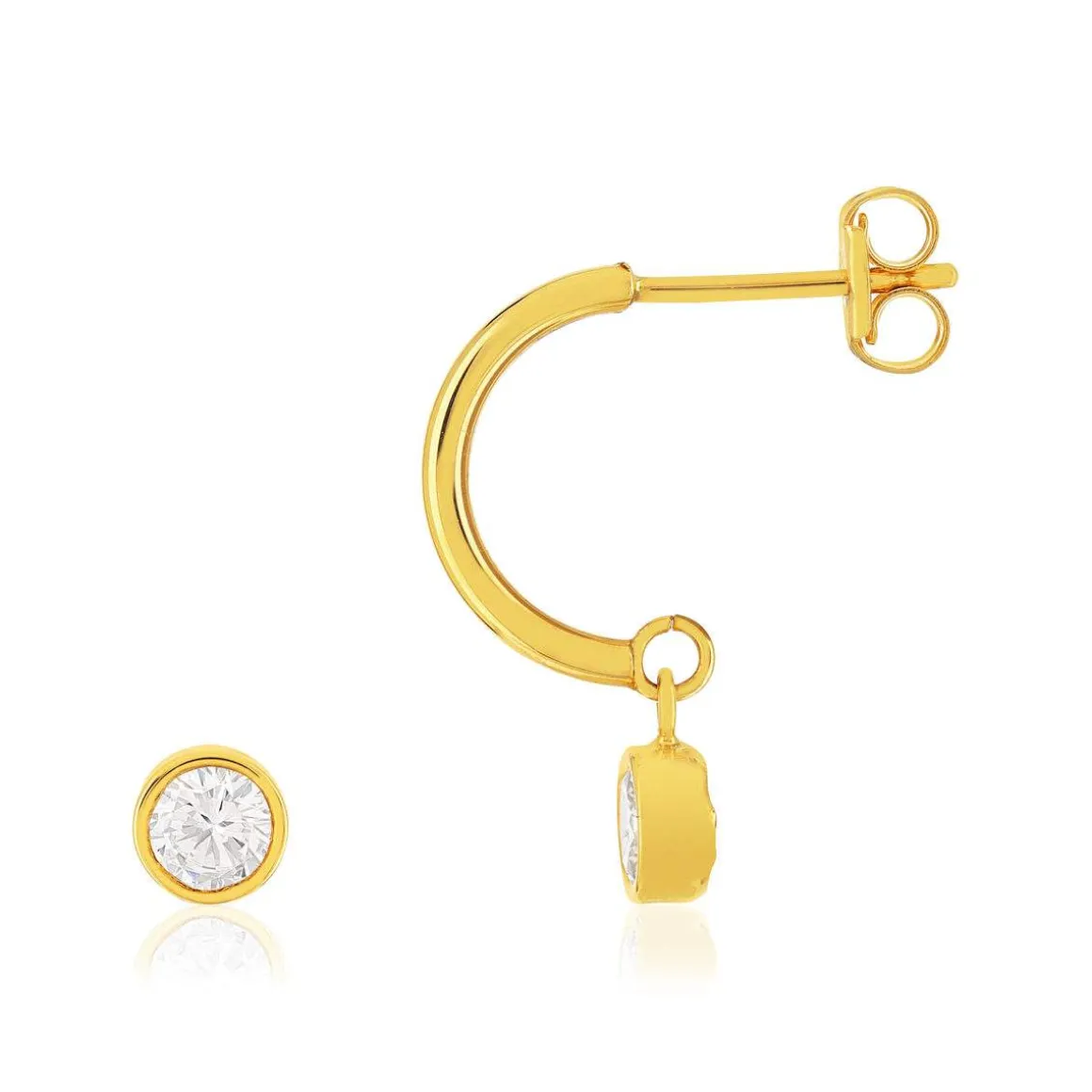 Boucles d'oreilles or 375 jaune zirconias