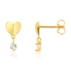 Boucles d'oreilles or jaune 750 zirconias motif coeur
