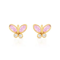 Boucles d'oreilles or 375 papillons zirconias