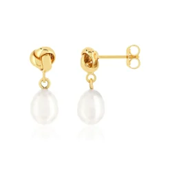 Boucles d'oreilles or 375 perles de culture de chine