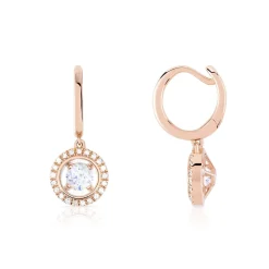 Boucles d'oreilles or 375 rose diamant